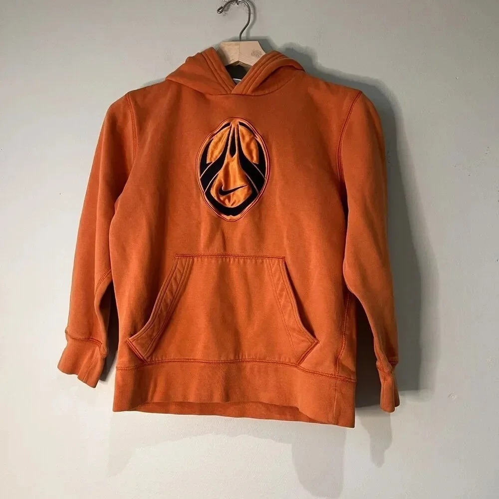 Y2K Nike Football Swoosh Kids Orange Hoodie  Medium